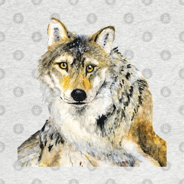 Grey wolf watercolor by belettelepink